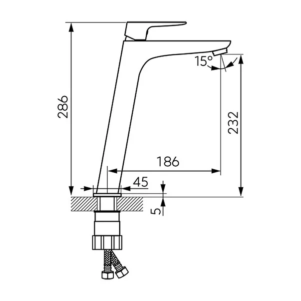 Baterie lavoar inalta Ferro Vitto Verdeline monocomanda gri Gun Metal mat [4]