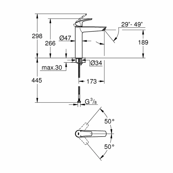 Baterie lavoar inalta Grohe Eurosmart New XL crom lucios [2]