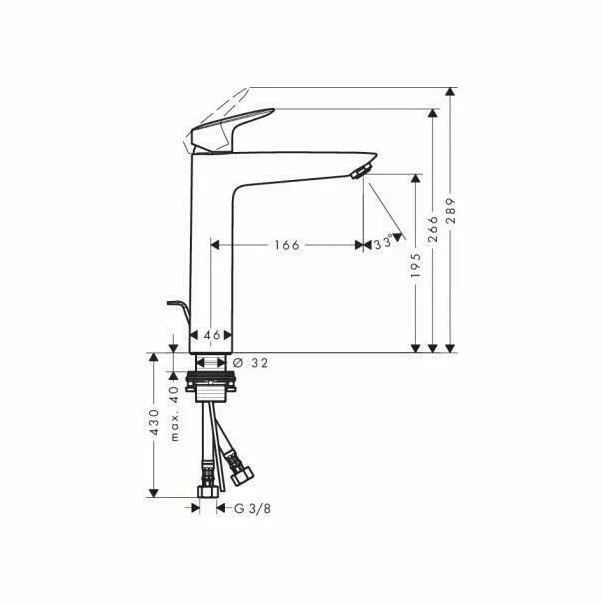 Baterie lavoar inalta Hansgrohe Logis 190 crom lucios [4]