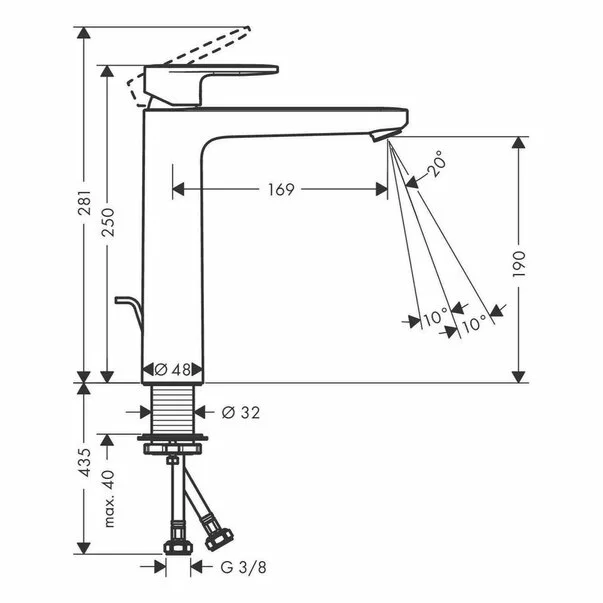 Baterie lavoar inalta Hansgrohe Vernis Blend 190 negru mat cu ventil Pop-Up [2]