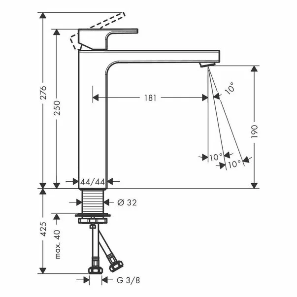Baterie lavoar inalta Hansgrohe Vernis Shape 190 monocomanda crom lucios [2]