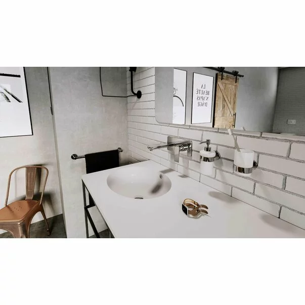 Baterie lavoar incastrata crom cu pipa 18 cm Ferro Square [3]