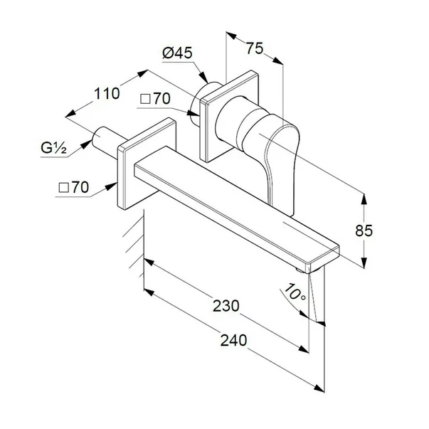Baterie lavoar incastrata Kludi Zenta SL pipa 23 cm crom [2]