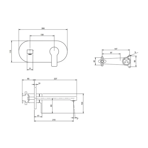 Baterie lavoar incastrata Villeroy&Boch Architectura monocomanda crom lucios fara corp ingropat [7]