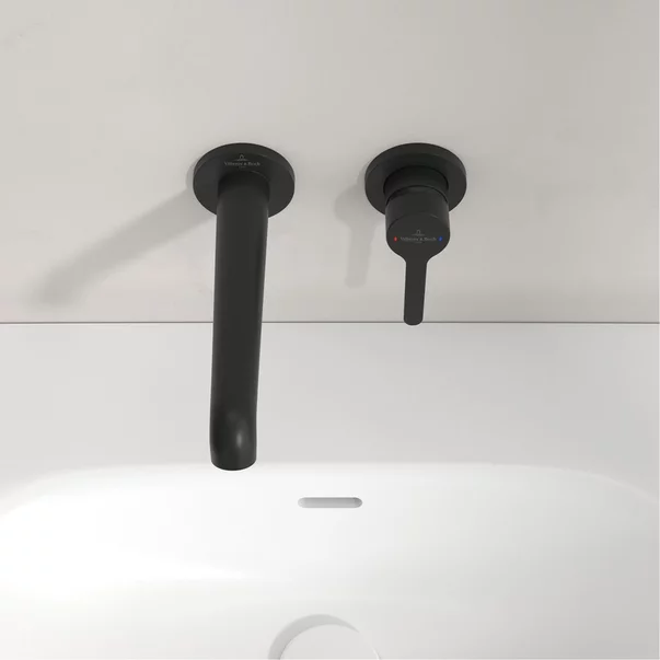 Baterie lavoar incastrata Villeroy&Boch Skyla negru mat pipa 20 cm fara corp ingropat [8]