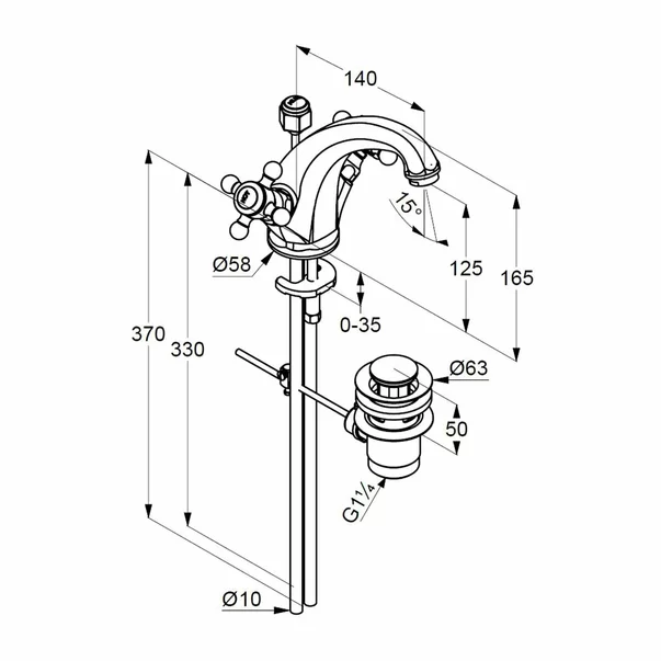 Baterie lavoar Kludi Adlon cu ventil Pop-Up auriu [2]