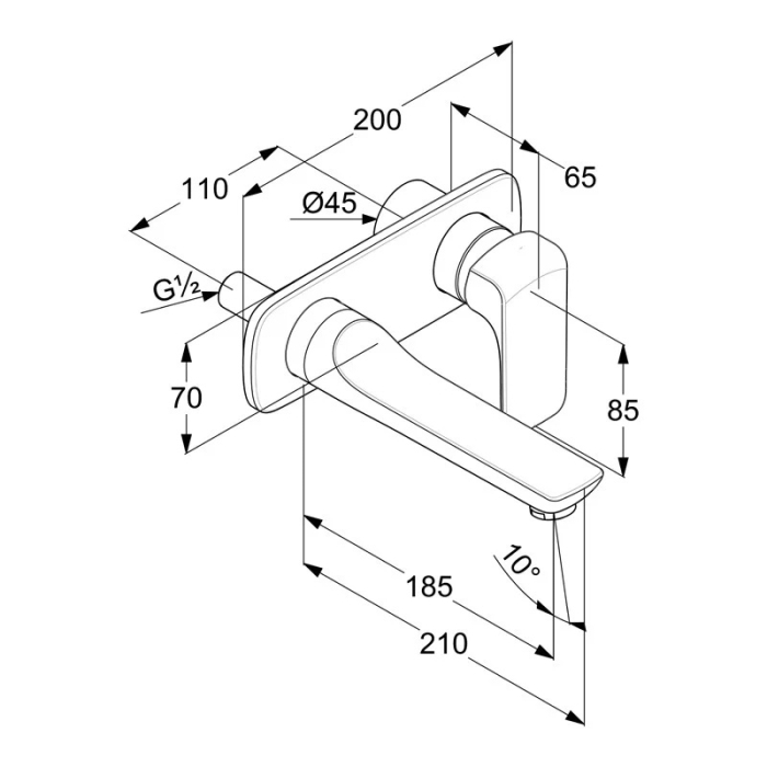 Baterie lavoar, Kludi, Ameo, montaj pe perete, pipă 18,5 cm, crom [4]