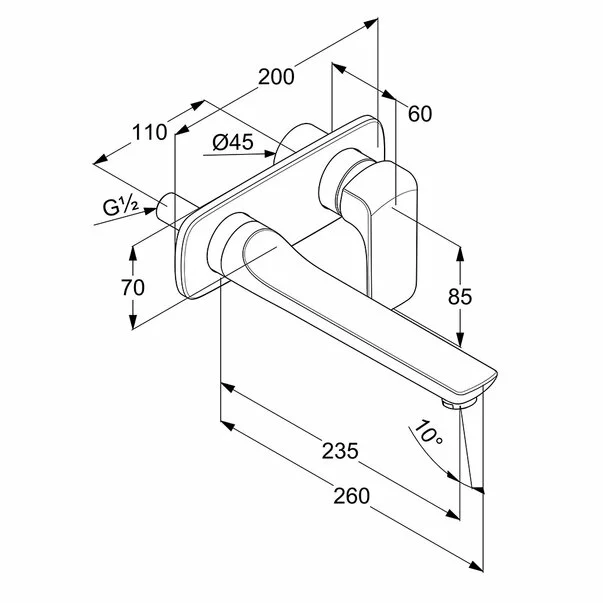 Baterie lavoar Kludi Ameo montare pe perete [2]