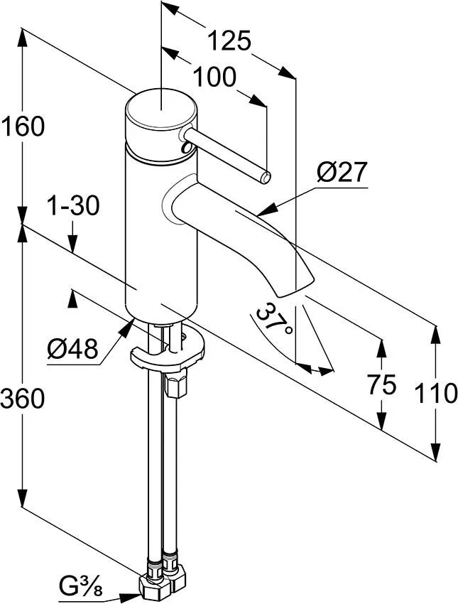 Baterie lavoar Kludi Bozz, M, 160 mm, crom, 382720576 [5]