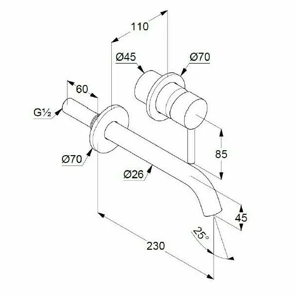 Baterie lavoar Kludi Bozz negru mat montaj incastrat pipa 23 cm [2]