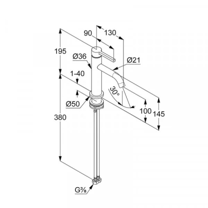 Baterie lavoar, Kludi, Nova Fonte Pura, negru mat [4]