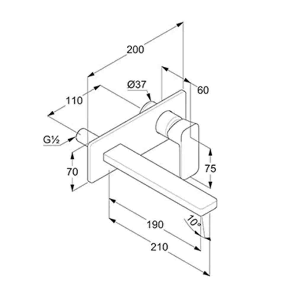 Baterie lavoar Kludi Renon, pe perete, 210 mm, necesita valva, crom, 422440575 [2]