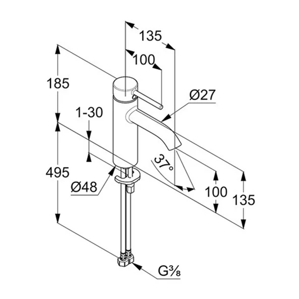 Baterie lavoar monocomanda Kludi Bozz 100 negru mat [2]