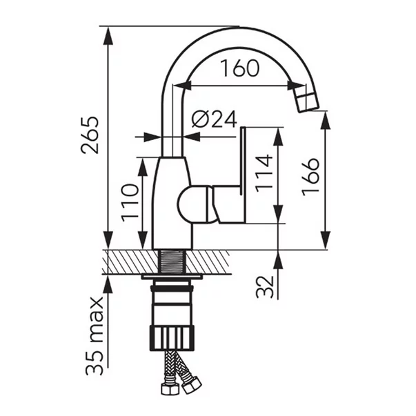 Baterie lavoar negru mat Ferro Algeo gat de lebada [2]