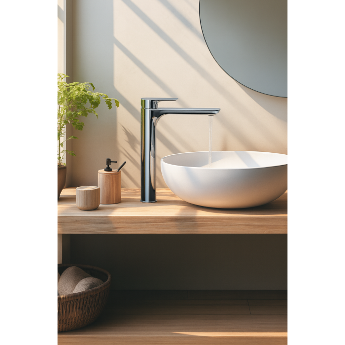 Baterie lavoar Remer Rubinetterie Infinity I11L, monocomanda, cartus ceramic, aerator, finisaj premium, design modern, alama cromata [3]