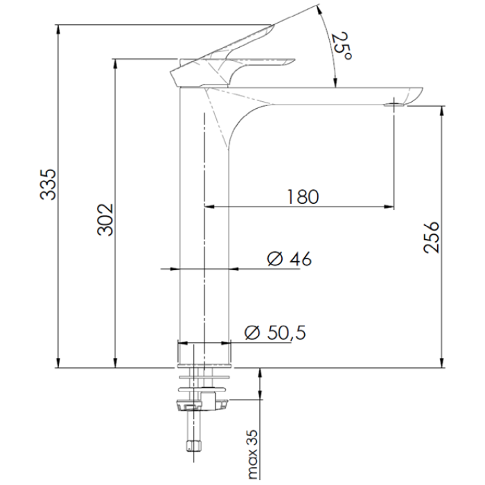 Baterie lavoar Remer Rubinetterie Infinity I11L, monocomanda, cartus ceramic, aerator, finisaj premium, design modern, alama cromata [4]