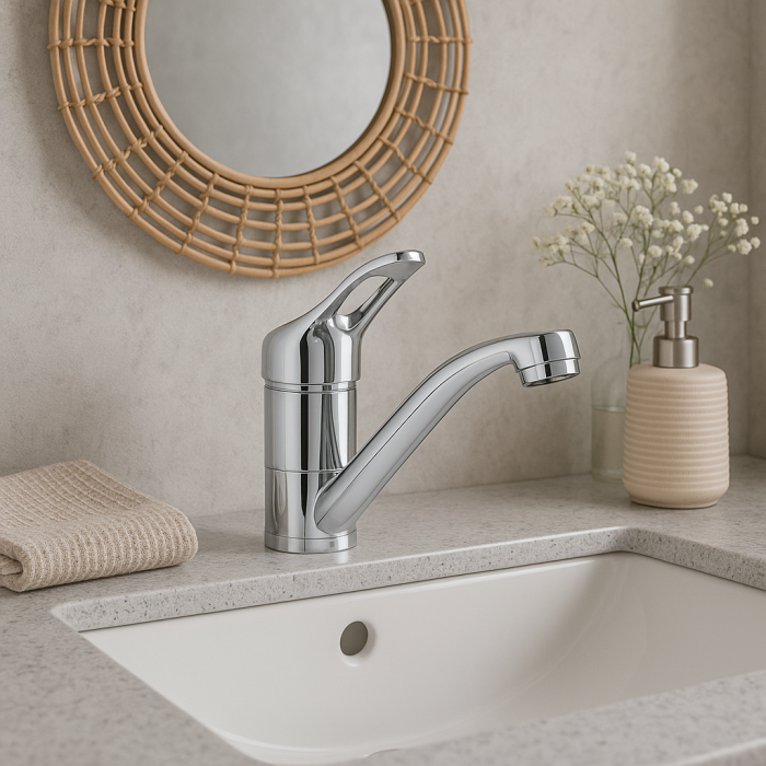 Baterie lavoar Remer Rubinetterie Kiss K11G, monocomanda, finisaj cromat, cartus ceramic, alama sanitara [3]