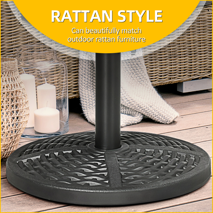 Baza de umbrela de gradina  rotunda cu efect de ratan ø45cm, baza cu greutate de 9,5 kg, negru [6]
