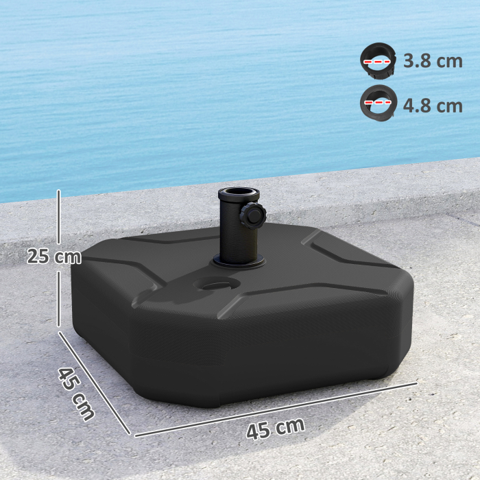  Baza Patrata pentru Umbrela, Suport Greu pentru Umbrele de Exterior, Umplibil cu Nisip pana la 25kg sau cu Apa pana la 20kg, pentru Gradina, Piscina, Negru [3]