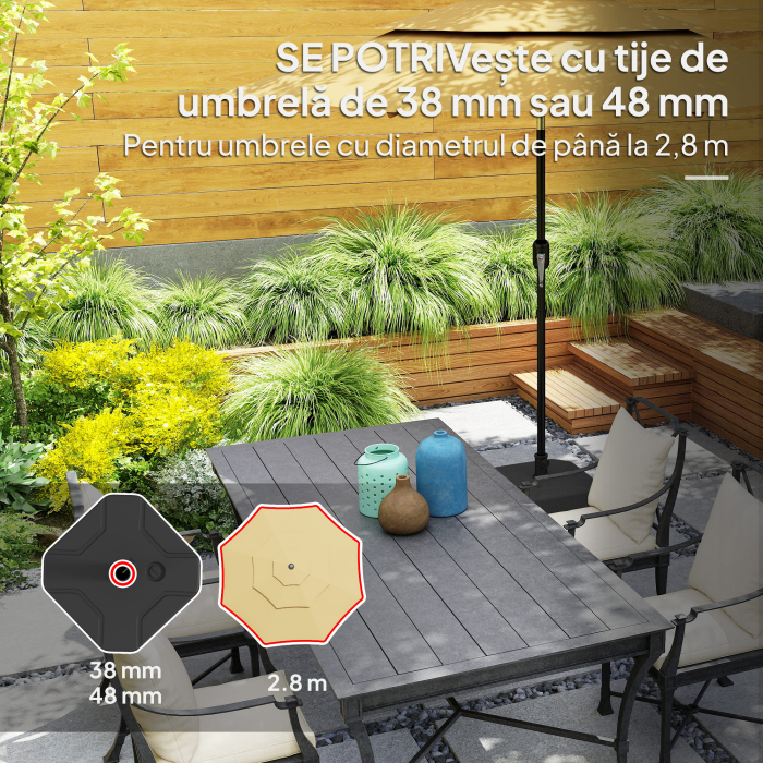  Baza Patrata pentru Umbrela, Suport Greu pentru Umbrele de Exterior, Umplibil cu Nisip pana la 25kg sau cu Apa pana la 20kg, pentru Gradina, Piscina, Negru [5]
