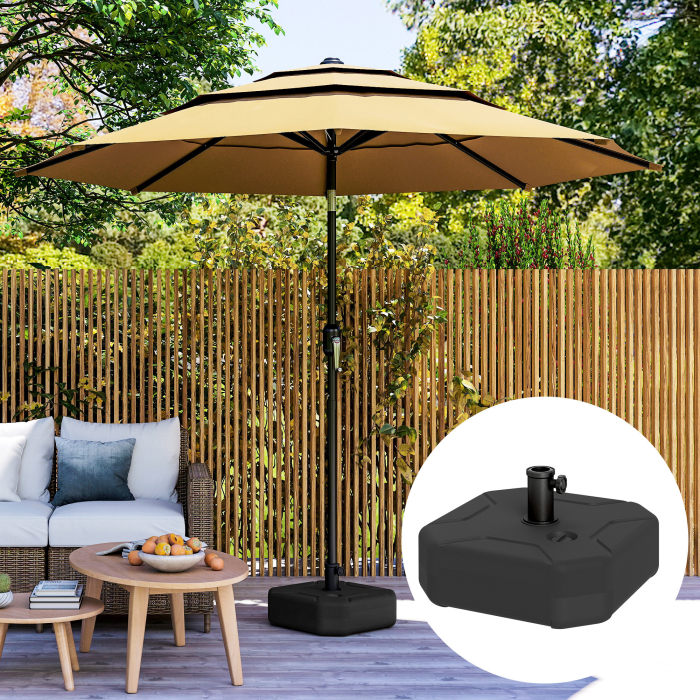  Baza Patrata pentru Umbrela, Suport Greu pentru Umbrele de Exterior, Umplibil cu Nisip pana la 25kg sau cu Apa pana la 20kg, pentru Gradina, Piscina, Negru [2]