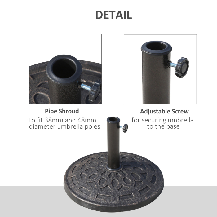  Baza pentru umbrela 12kg din rasina Φ48.5x34cm pentru stalpi 38-48mm bronz [6]