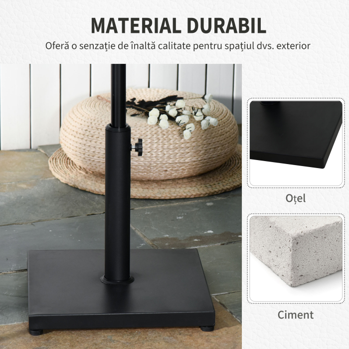  Baza pentru Umbrela 13kg din Beton cu Finisaj Lucios, 40x40x43cm, Negru [5]