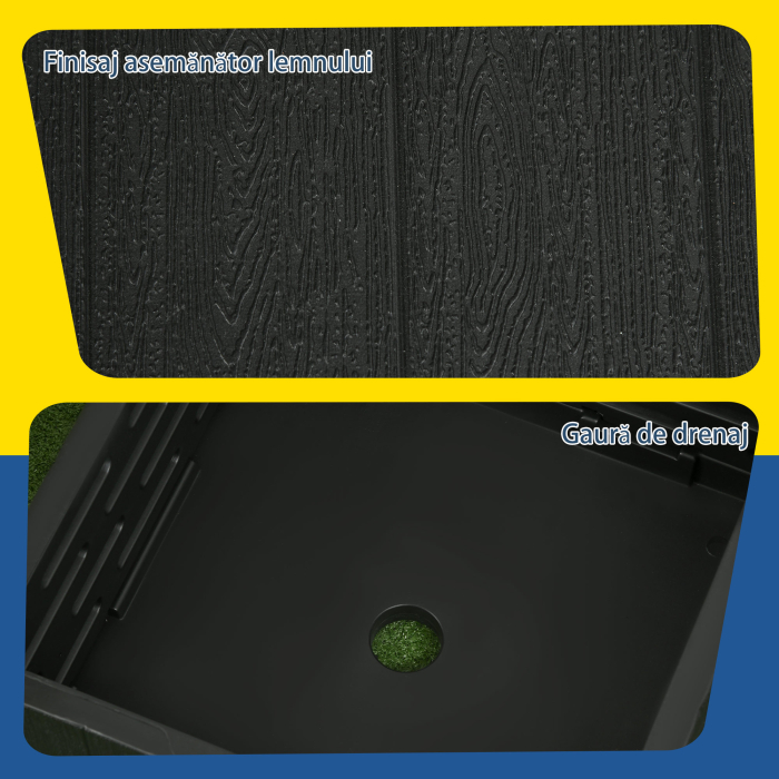  Baza pentru Umbrela 3-in-1 Exterior, Masuta de Cafea, Jardiniera cu Orificiu de Scurgere, Capacitate 80 kg, Suport Umplut cu Roti si Manere pentru Terasa si Piscina, Negru [8]