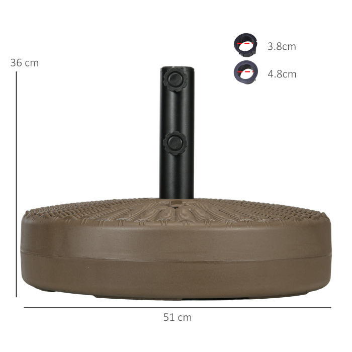  Baza pentru Umbrela cu 2 Butoane Incorporate, din HDPE si Otel, Ø51x36 cm, Maro si Negru [3]
