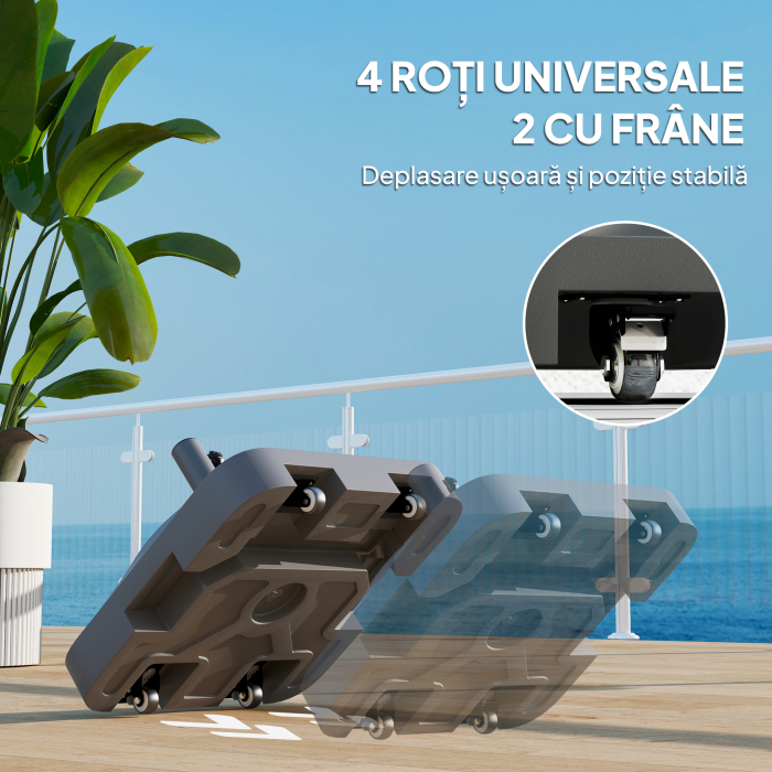  Baza pentru umbrela cu roti, umplibila cu apa sau nisip, din HDPE, 48x48x32.5 cm, negru [6]