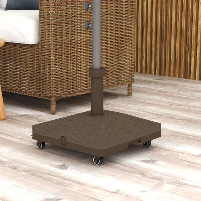 Baza pentru umbrela cu roti, umplibila pana la 20 kg, pentru stalpi cu Ø22-38 mm, 45x45x39 cm, maro [2]