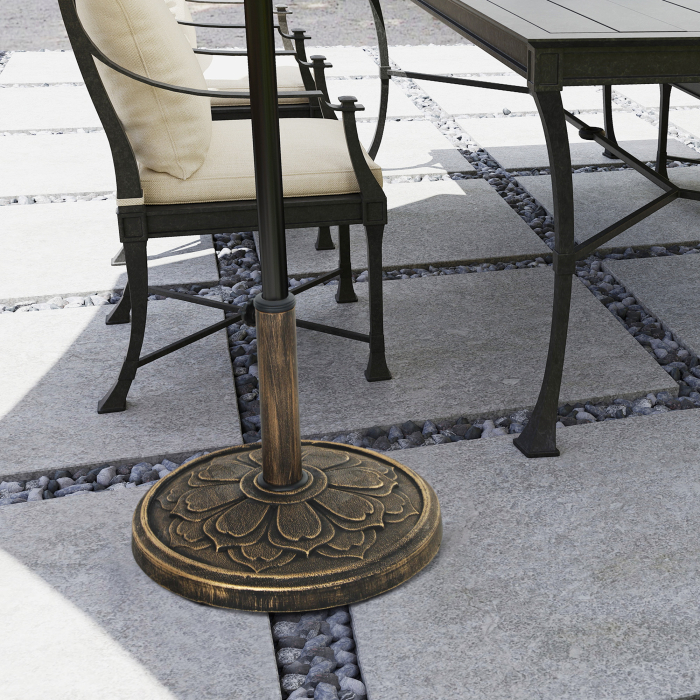  Baza pentru Umbrela de 12 kg cu Maneta Integrata, din Rasina, Metal si Ciment, Ø46x33 cm, Bronz [8]