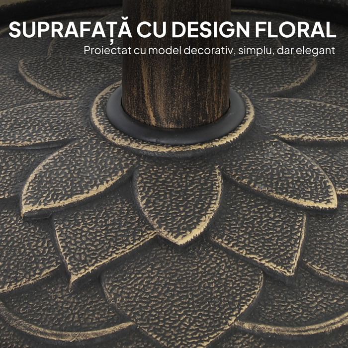  Baza pentru umbrela de 12 kg cu manivela integrata, din rasina, metal si ciment, Ø46x34 cm, bronz [6]