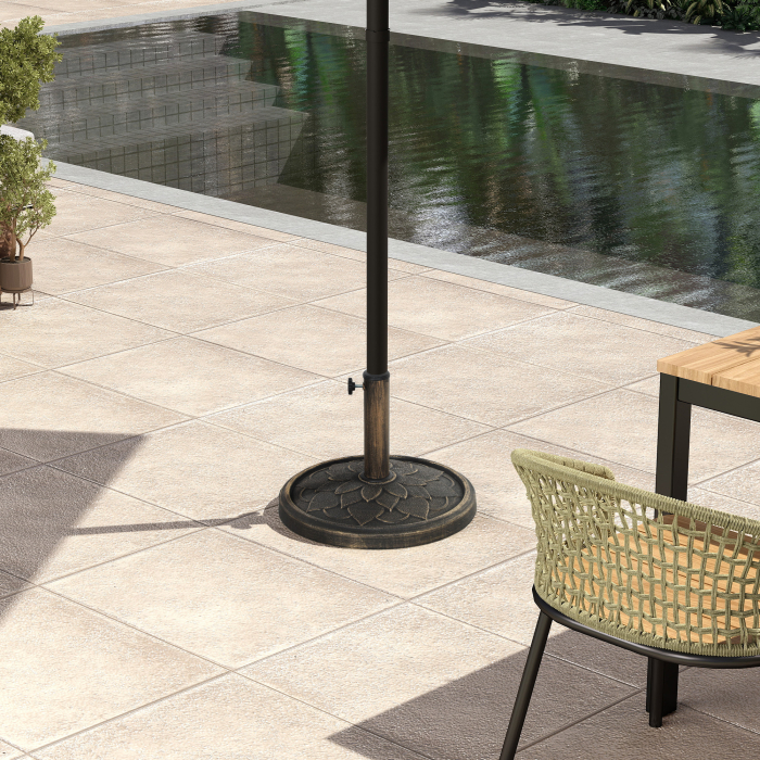  Baza pentru umbrela de 12 kg cu manivela integrata, din rasina, metal si ciment, Ø46x34 cm, bronz [9]