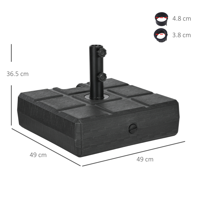  Baza pentru Umbrela de Gradina 3,5 m cu Manere, din HDPE si Otel, 49x49x36,5 cm, Negru [3]