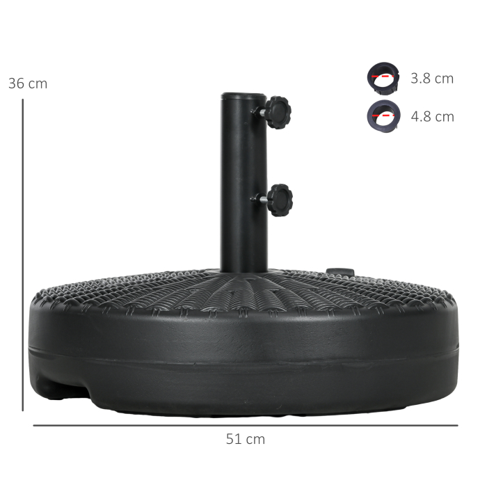  Baza pentru Umbrela de Gradina 3 m cu Manere Incorporate, din HDPE si Otel, Ø51x36 cm, Negru [3]