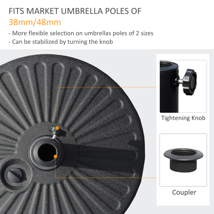  Baza pentru Umbrela de Gradina cu Stalp Central Φ3.8cm si 4.8cm, Soclu pentru Umbrela care se Umple cu Apa sau Nisip, Negru [4]