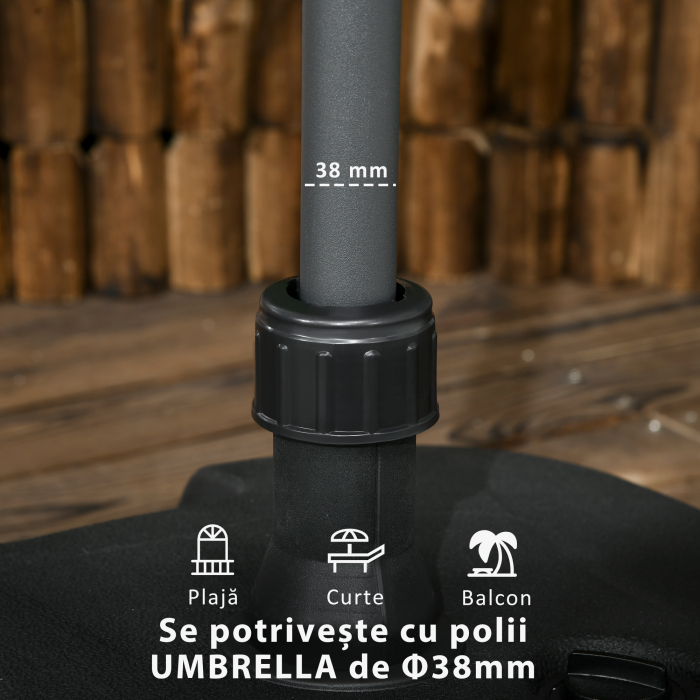  Baza pentru Umbrela de Gradina de Umplut cu Apa si Nisip,HDPE, Negru, 46x45x26cm [7]