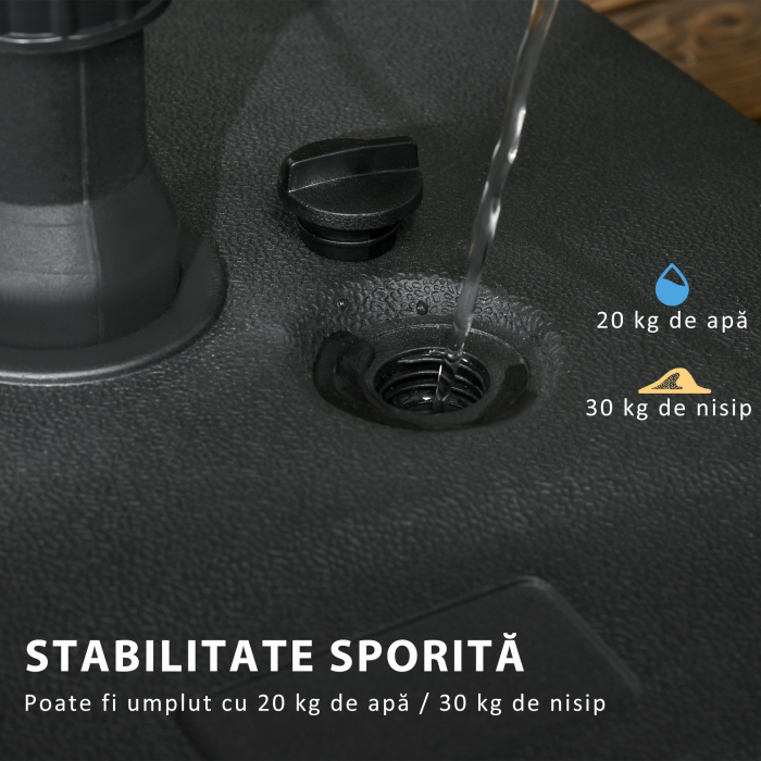  Baza pentru Umbrela de Gradina de Umplut cu Apa si Nisip,HDPE, Negru, 46x45x26cm [5]