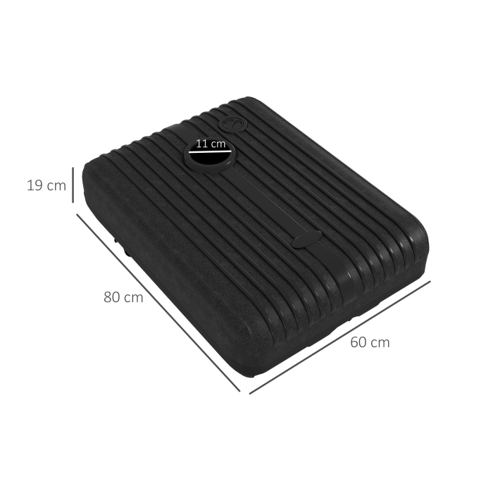 Baza  pentru Umbrela de Gradina Umpluta cu Apa si Nisip 70-90 kg, Roti si Maner din HDPE, 80x60 cm, Negru [3]