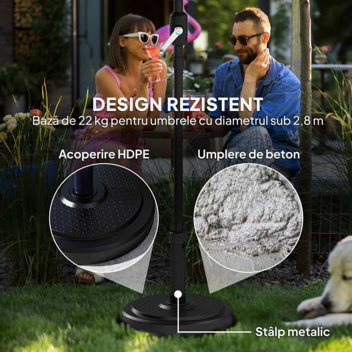  Baza pentru Umbrela de Soare, Compatibila cu Stalpi de 38 sau 48 mm, Ø48x38.5 cm, Negru [5]