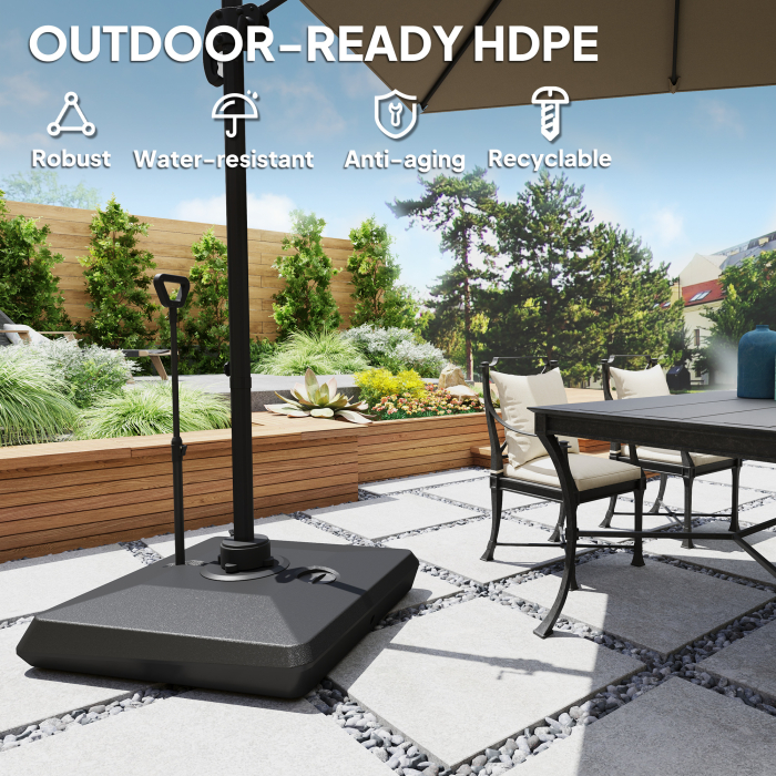  Baza pentru Umbrela de Soare cu Sistem de Umplere, Roti Ajustabile si Maner Reglabil, 95x95x117 cm, Negru [6]