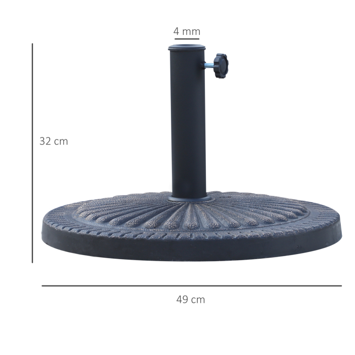  Baza pentru Umbrela de Soare Diametru 3,8-4,8cm Desen Floral cu Manivela Greutate 15kg de Gradina Rasina 49x32cm [3]