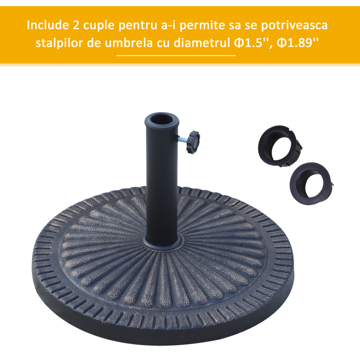  Baza pentru Umbrela de Soare Diametru 3,8-4,8cm Desen Floral cu Manivela Greutate 15kg de Gradina Rasina 49x32cm [6]