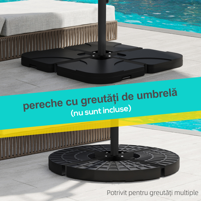  Baza pentru Umbrela de Soare in Forma de Cruce din Otel cu surub Lateral, 100x100x75 cm, Negru [5]