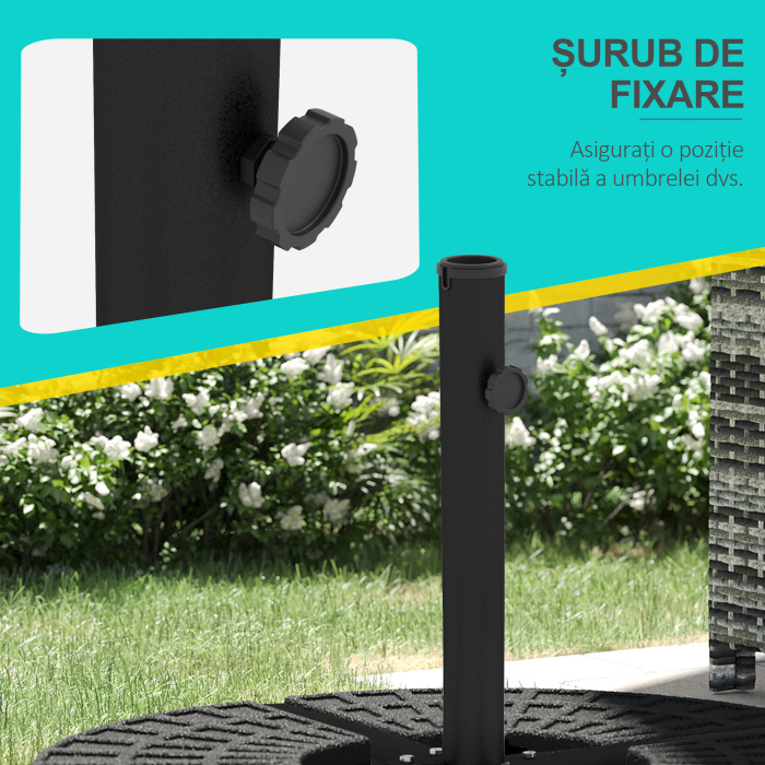  Baza pentru Umbrela de Soare in Forma de Cruce din Otel cu surub Lateral, 100x100x75 cm, Negru [7]