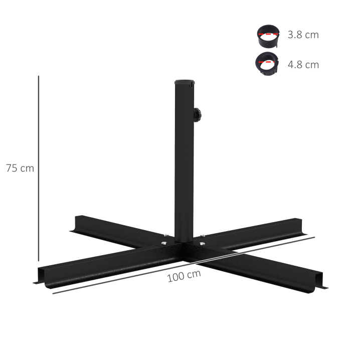  Baza pentru Umbrela de Soare in Forma de Cruce din Otel cu surub Lateral, 100x100x75 cm, Negru [3]