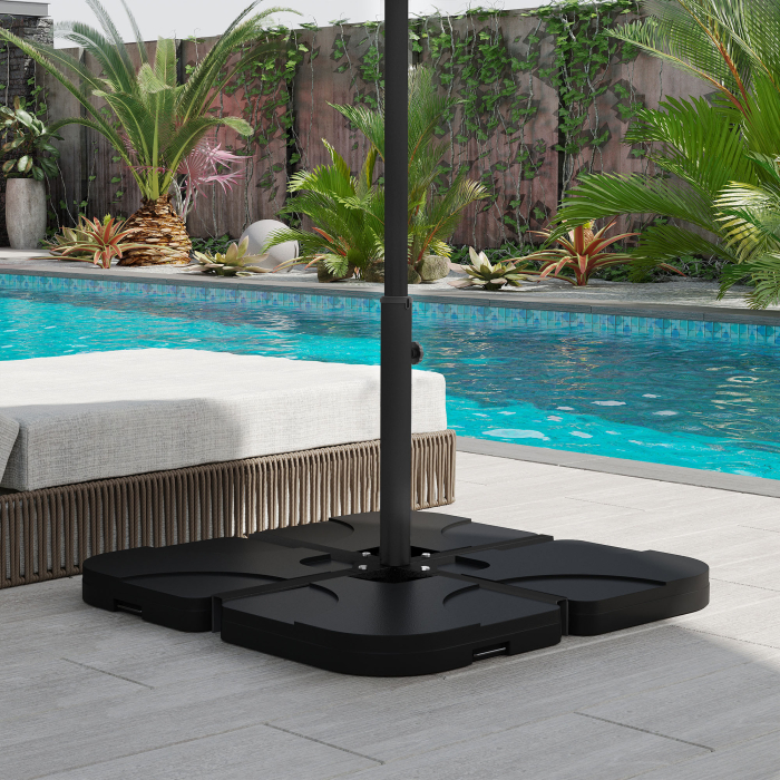  Baza pentru Umbrela de Soare in Forma de Cruce din Otel cu surub Lateral, 100x100x75 cm, Negru [8]