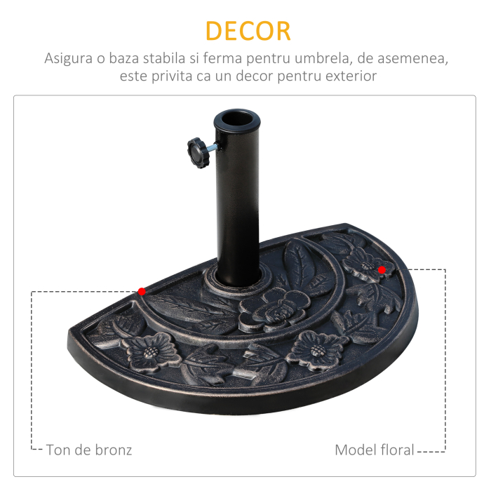  Baza pentru Umbrela de Soare in Rasina Reglabila cu Manivela 9 kg 50x31x32cm [4]