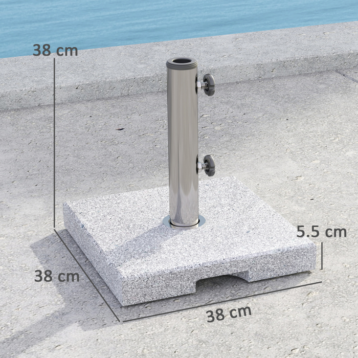  Baza pentru Umbrela din Granit 21 kg, Baza Patrata pentru Umbrele de Exterior cu Manere si 2 Butoane Reglabile, Ideala pentru Gradina, Patio, Marginea Piscinei, Gri [3]